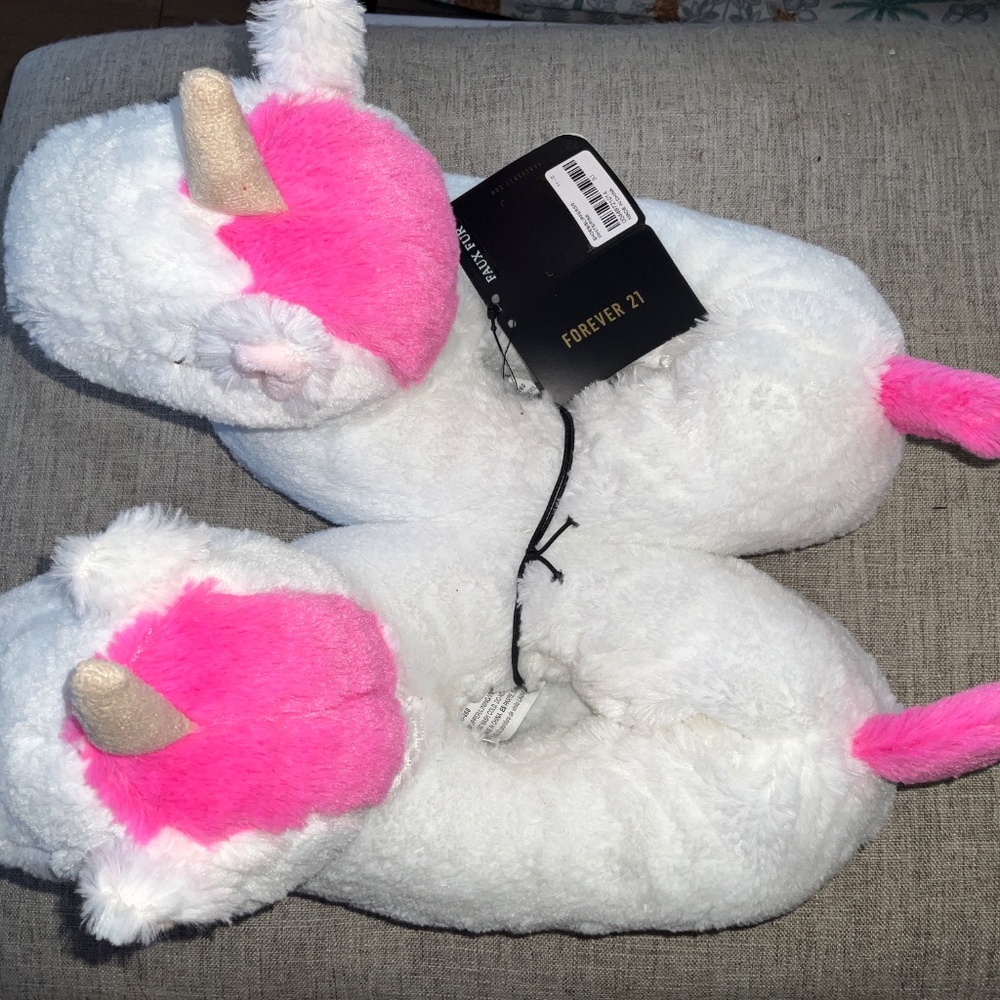 NWT FOREVER 21 PLUSH UNICORN SLIPPERS L - Picture 5 of 7